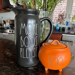Rae Dunn halloween pitcher & cauldron